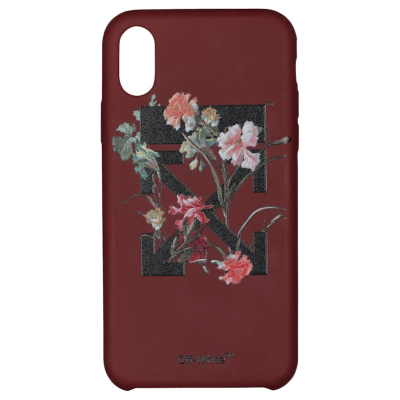 OFF-WHITE Flowers iPhone X Case Bordeaux/Black