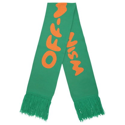 OFF-WHITE Fringed Logo Intarsia Wool Scarf (SS19) Green/Orange