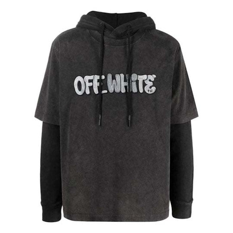 OFF-WHITE GM Vintage DBL Sleeve Hoodie Dirty Black