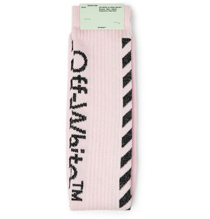 OFF-WHITE Glittered Diag Logo Intarsia Stretch Socks (SS19) Pink/Black