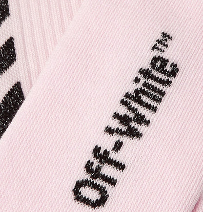 OFF-WHITE Glittered Diag Logo Intarsia Stretch Socks (SS19) Pink/Black