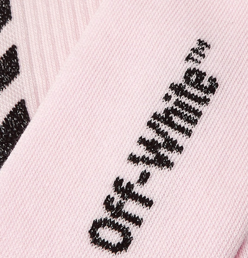 OFF-WHITE Glittered Diag Logo Intarsia Stretch Socks (SS19) Pink/Black