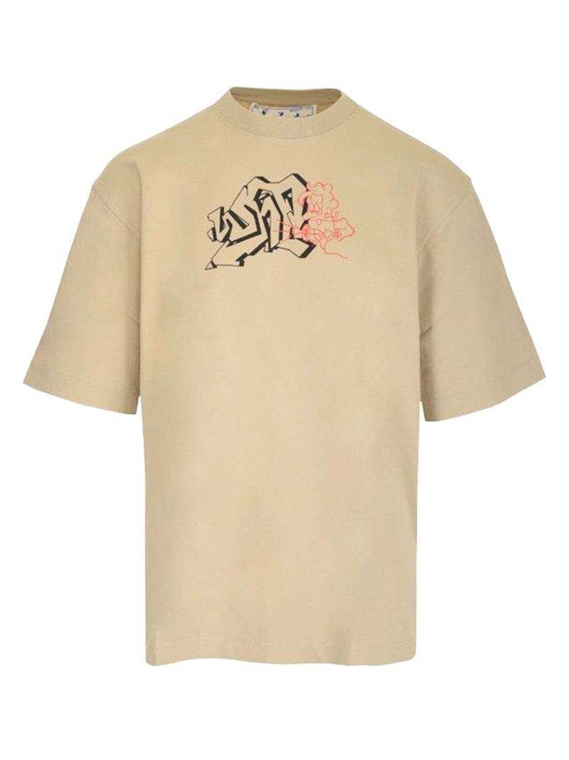 OFF-WHITE Graffiti Arrows Logo T-Shirt Dark Sand