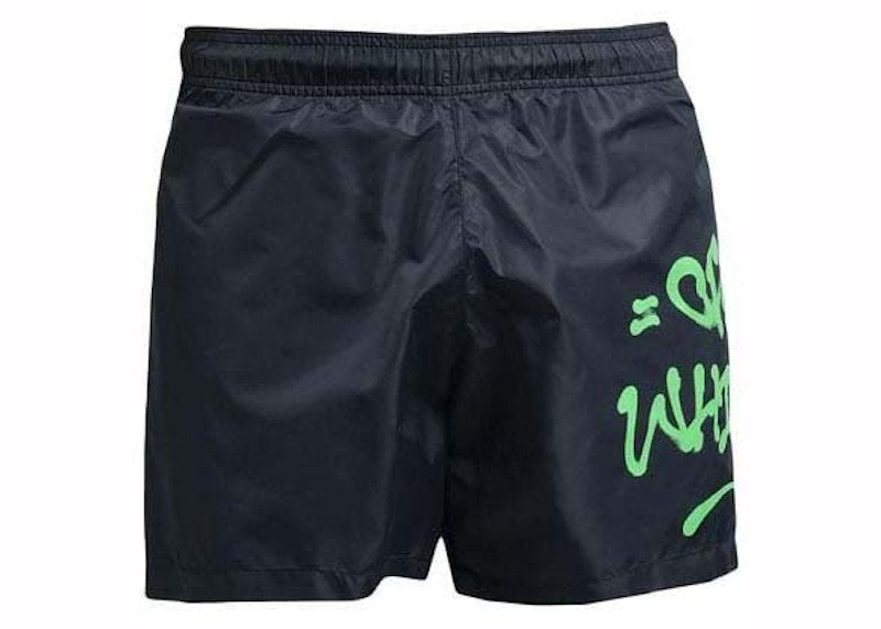 OFF-WHITE Graffiti Logo Swim Shorts Black/Green