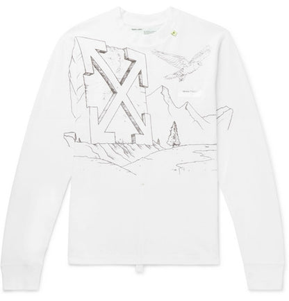 OFF-WHITE Graphic Print L/S T-shirt White/Black