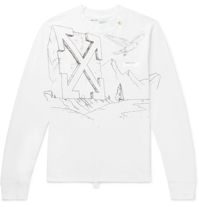 OFF-WHITE Graphic Print L/S T-shirt White/Black