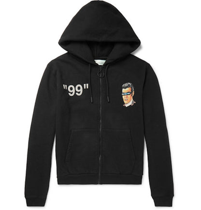 OFF-WHITE Green Man' Graphic Print Zip Up Hoodie Black/Multicolor