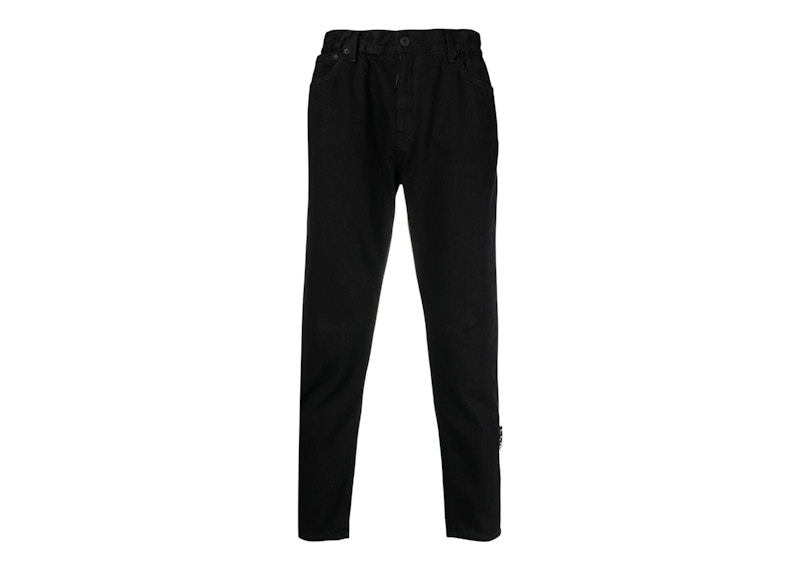 OFF-WHITE High Rise Cropped Straight Leg Jeans Black