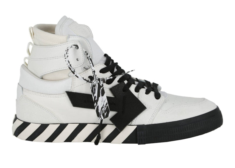 OFF-WHITE High-Top Vulcanized Leather Sneaker White