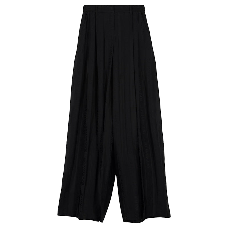 OFF-WHITE High Waisted Wide Leg Trouser Pants Black
