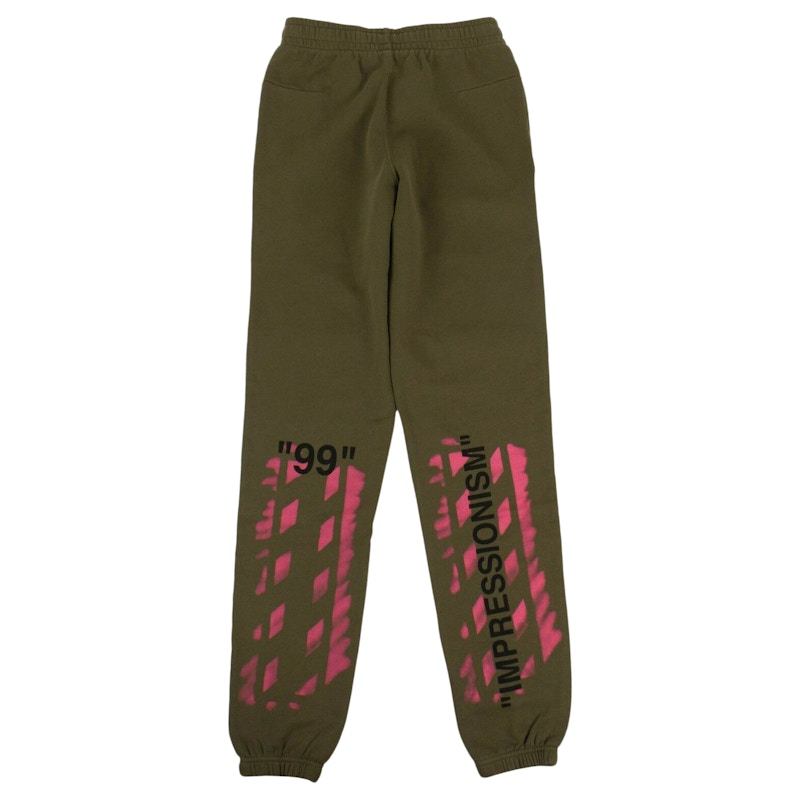 OFF-WHITE Impressionism Back Print Sweatpants Olive