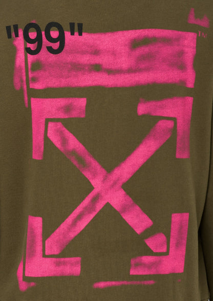 OFF-WHITE Impressionism' Diag Stencil L/S T-shirt Army Green/Pink/Black
