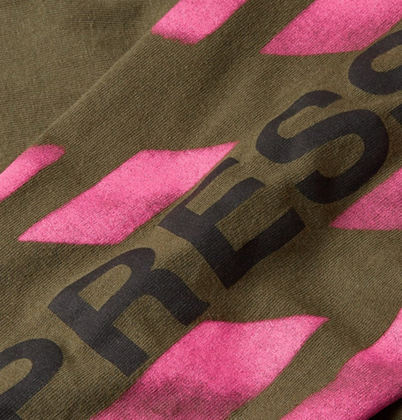 OFF-WHITE Impressionism' Diag Stencil L/S T-shirt Army Green/Pink/Black
