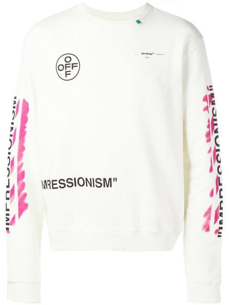 OFF-WHITE Impressionism' Diag Stencil Sweatshirt White/Pink/Black