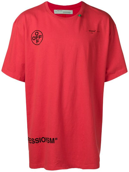 OFF-WHITE Impressionism Diagonal Stencil Tee Red