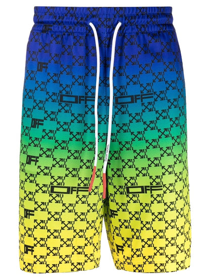 OFF-WHITE Iridescent All Over Arrows Monogram Shorts Blue/Yellow/Black