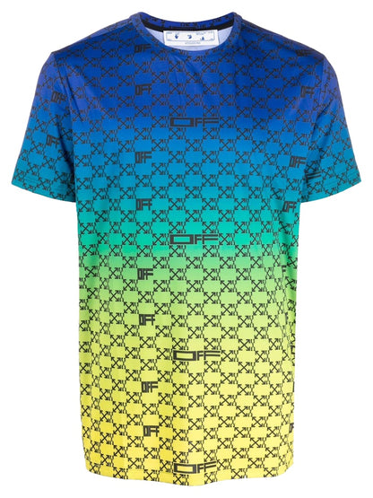 OFF-WHITE Iridescent All Over Arrows Monogram T-Shirt Blue/Yellow/Black
