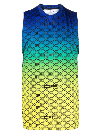 OFF-WHITE Iridescent All Over Arrows Monogram Tank Top Blue/Yellow/Black