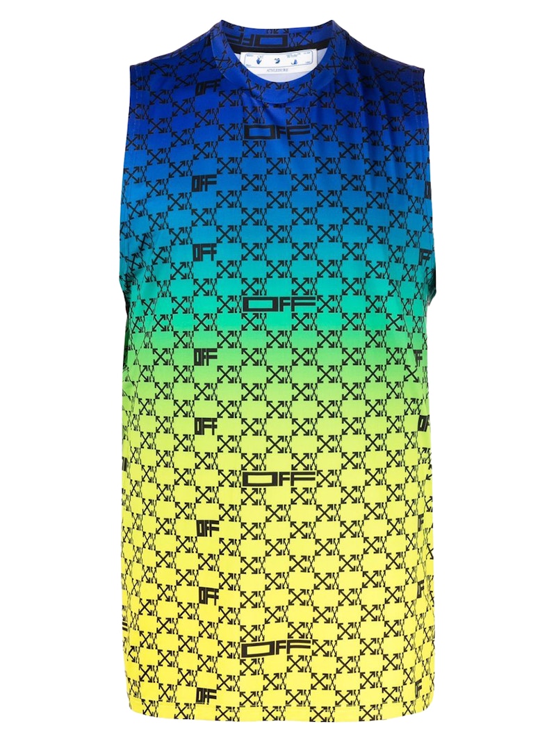 OFF-WHITE Iridescent All Over Arrows Monogram Tank Top Blue/Yellow/Black