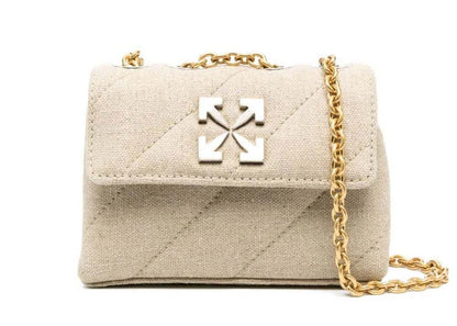 OFF-WHITE Jackhammer Linen Shoulder Bag Beige