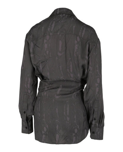 OFF-WHITE Jacquard Satin Wrap Top Brown