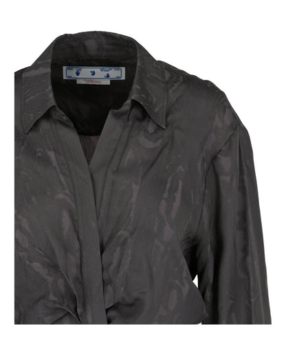 OFF-WHITE Jacquard Satin Wrap Top Brown