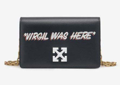 OFF-WHITE Jitney 0.5 Quart Motif "VIRGIL WAS HERE" Shoulder Bag Black