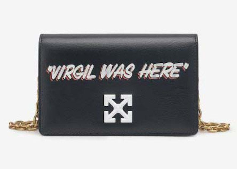 OFF-WHITE Jitney 0.5 Quart Motif "VIRGIL WAS HERE" Shoulder Bag Black