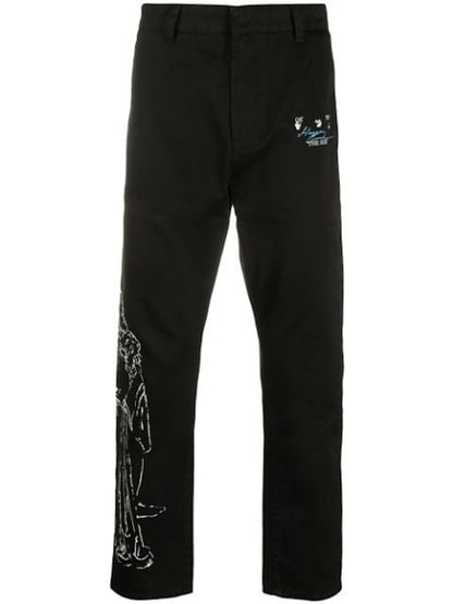 OFF-WHITE Kiss Chino Pants Black/White/Light Blue