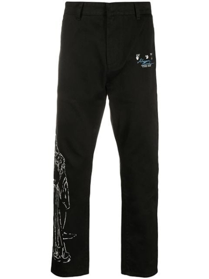 OFF-WHITE Kiss Chino Pants Black/White/Light Blue