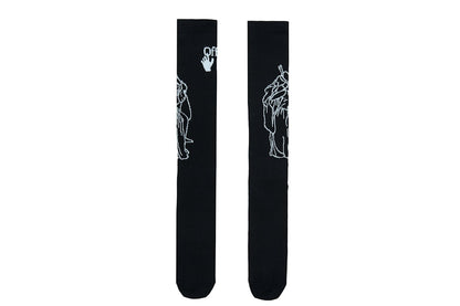 OFF-WHITE Kiss Sketch Socks Black/White