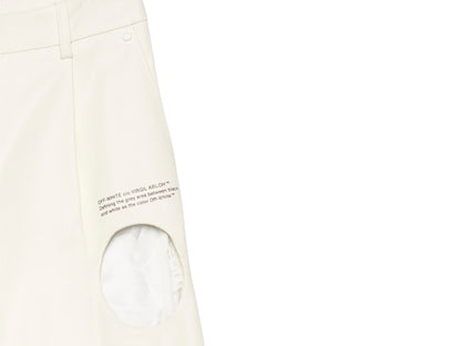 OFF-WHITE Leather Meteor Holes Formal Pants White