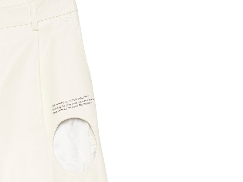 OFF-WHITE Leather Meteor Holes Formal Pants White