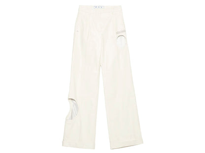 OFF-WHITE Leather Meteor Holes Formal Pants White
