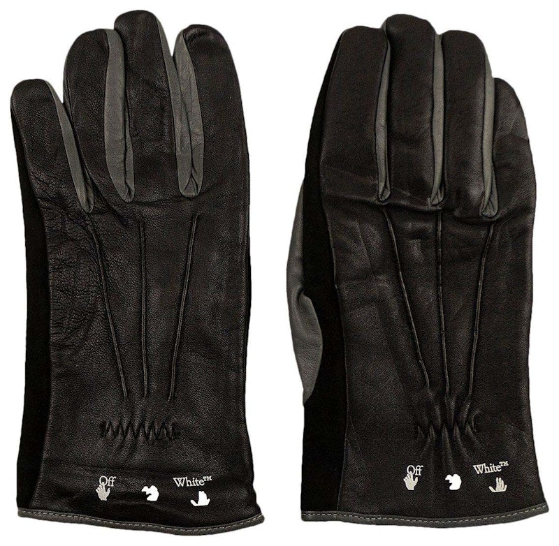 OFF-WHITE Leather Pivot Gloves Black