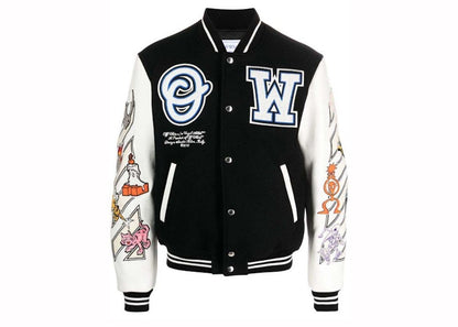 OFF-WHITE Logic Patch Varsity Jacket Black/Multicolor