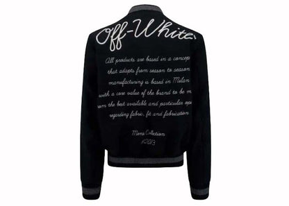 OFF-WHITE Logo-Applique Varsity Bomber Jacket Black