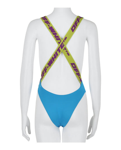 OFF-WHITE Logo Band Swimsuit Blue