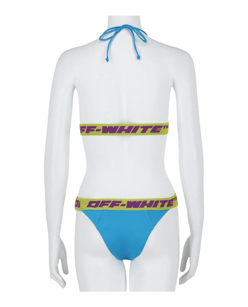 OFF-WHITE Logo Banded Bikini Set Blue