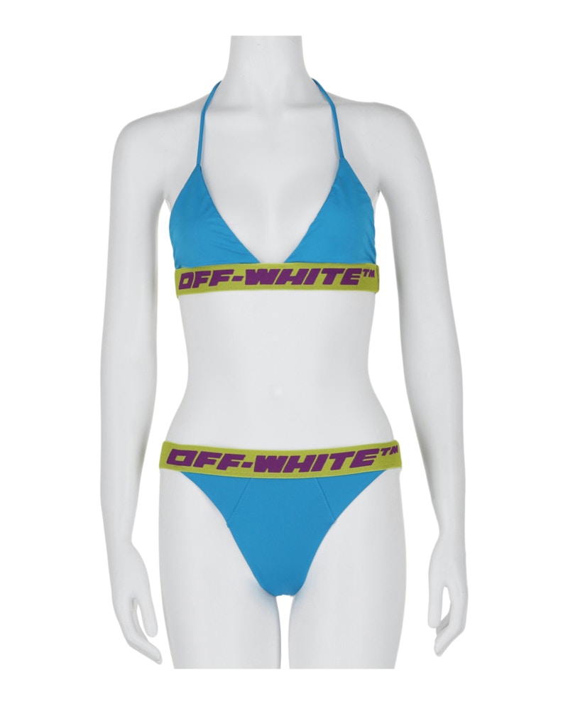 OFF-WHITE Logo Banded Bikini Set Blue
