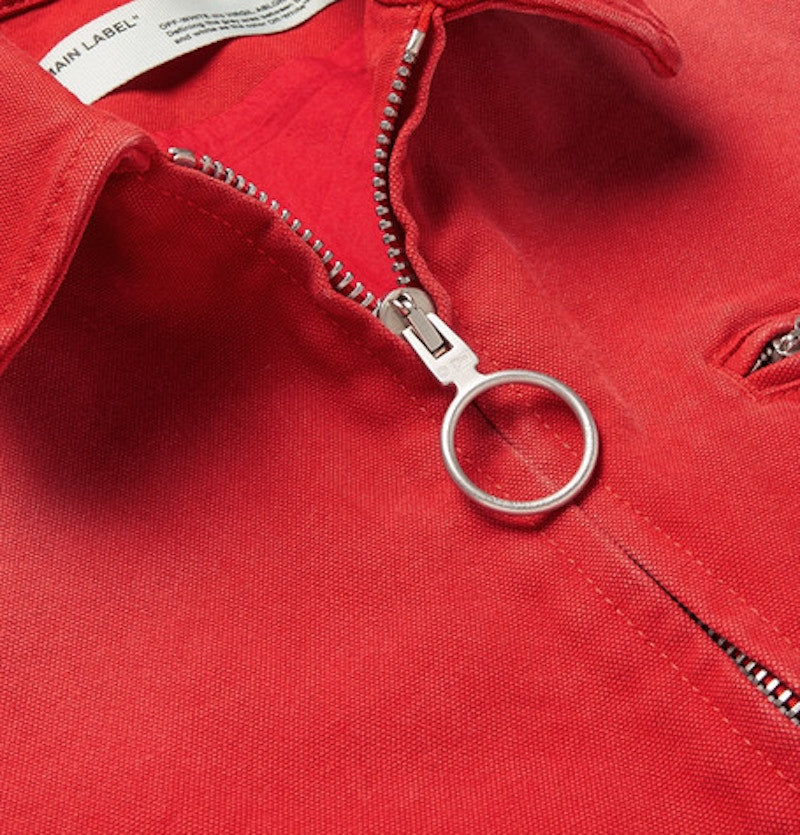 OFF-WHITE Logo Embroidered Canvas Jacket Red