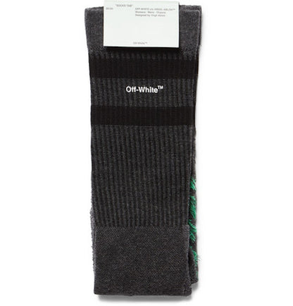 OFF-WHITE Logo Intarsia Stretch Socks (SS19) Charcoal/Green/White