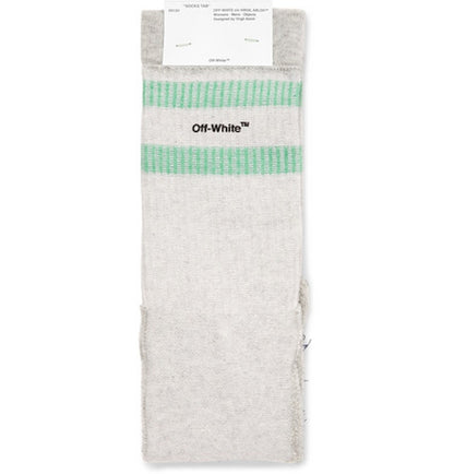 OFF-WHITE Logo Intarsia Stretch Socks (SS19) Light Grey/Navy/Green