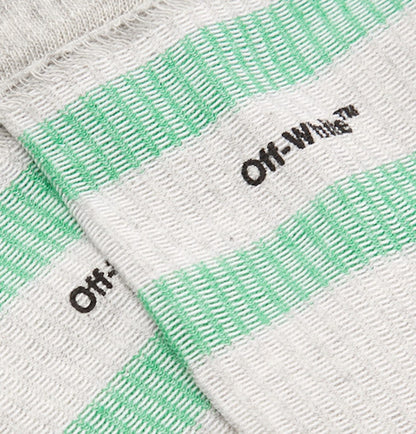 OFF-WHITE Logo Intarsia Stretch Socks (SS19) Light Grey/Navy/Green