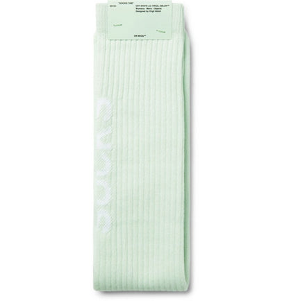OFF-WHITE Logo Intarsia Stretch Socks (SS19) Mint/White