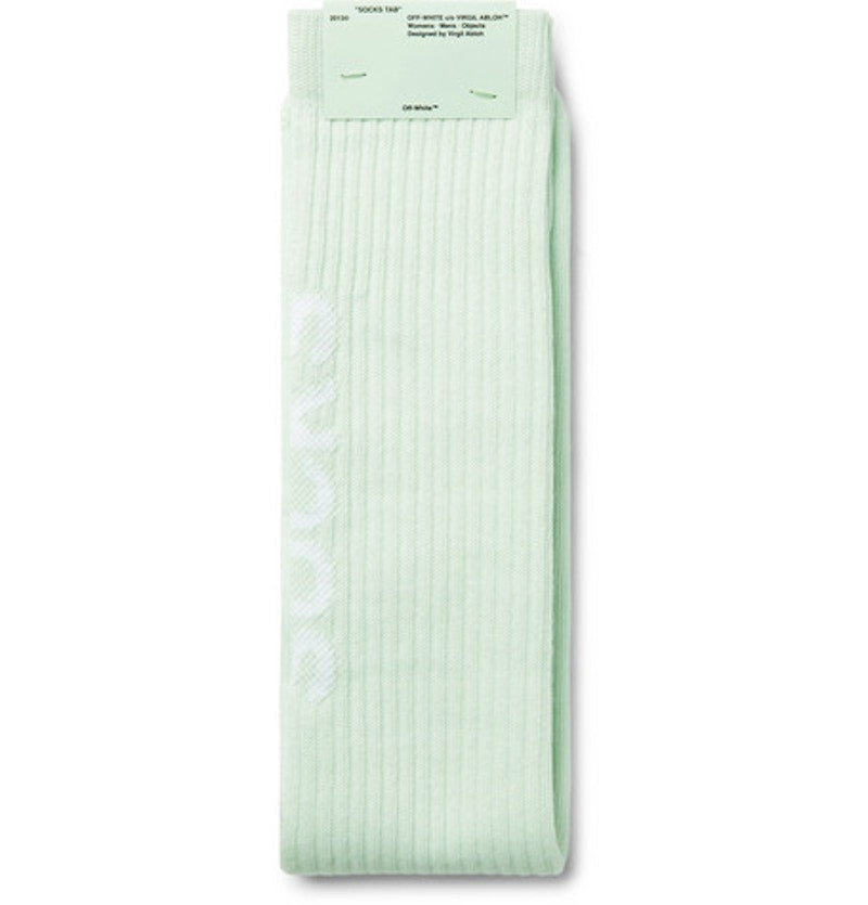 OFF-WHITE Logo Intarsia Stretch Socks (SS19) Mint/White