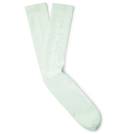 OFF-WHITE Logo Intarsia Stretch Socks (SS19) Mint/White