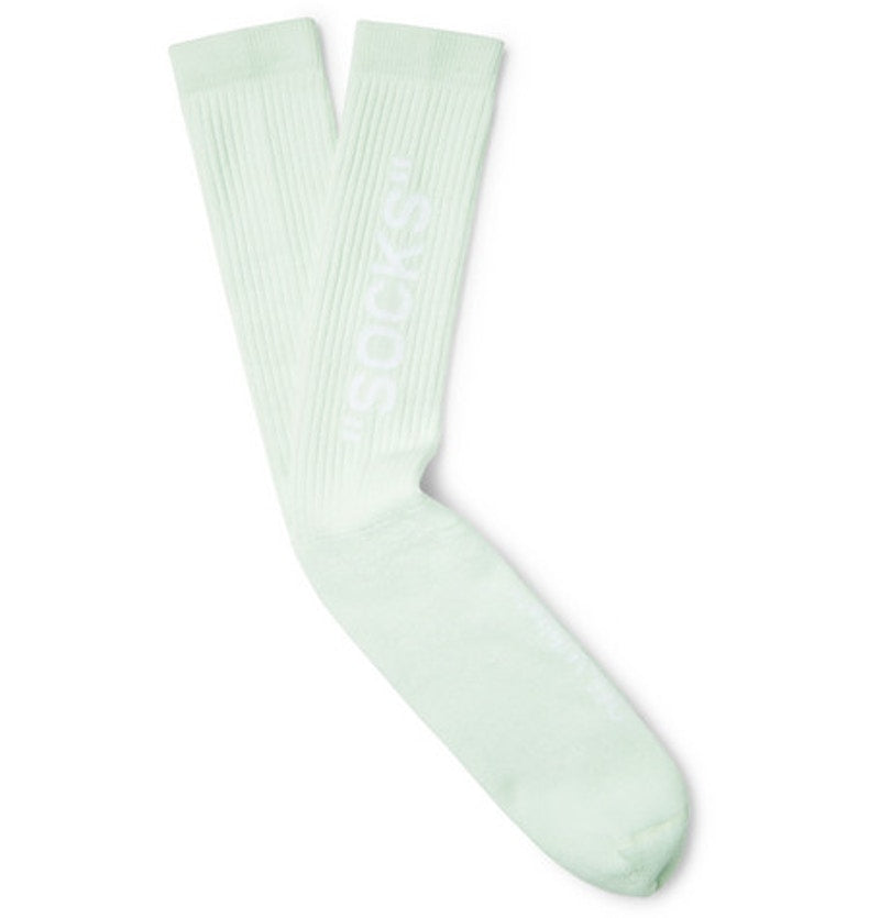 OFF-WHITE Logo Intarsia Stretch Socks (SS19) Mint/White