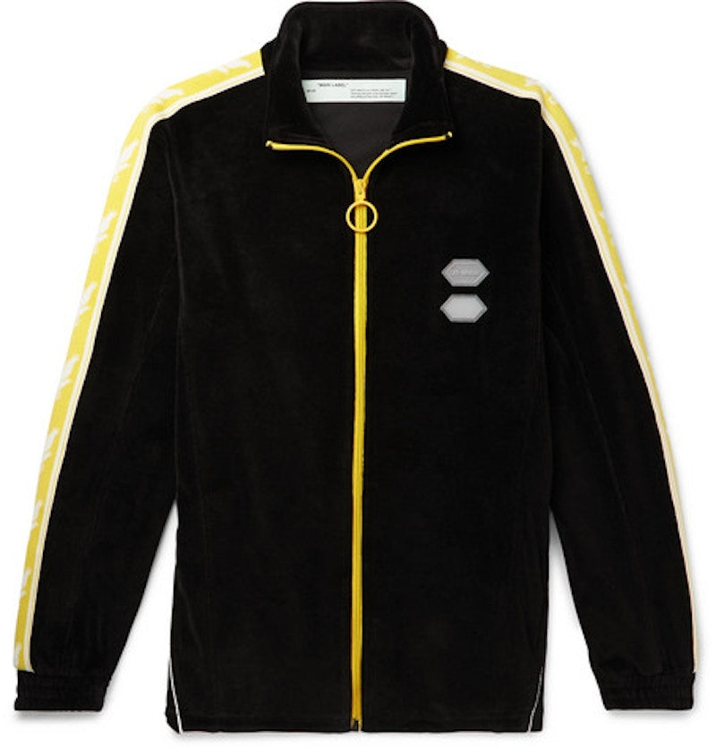 OFF-WHITE Logo Intarsia Velour Track Jacket Black