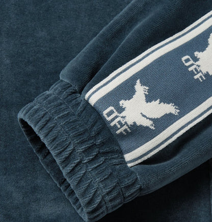 OFF-WHITE Logo Intarsia Velour Track Jacket Blue/White